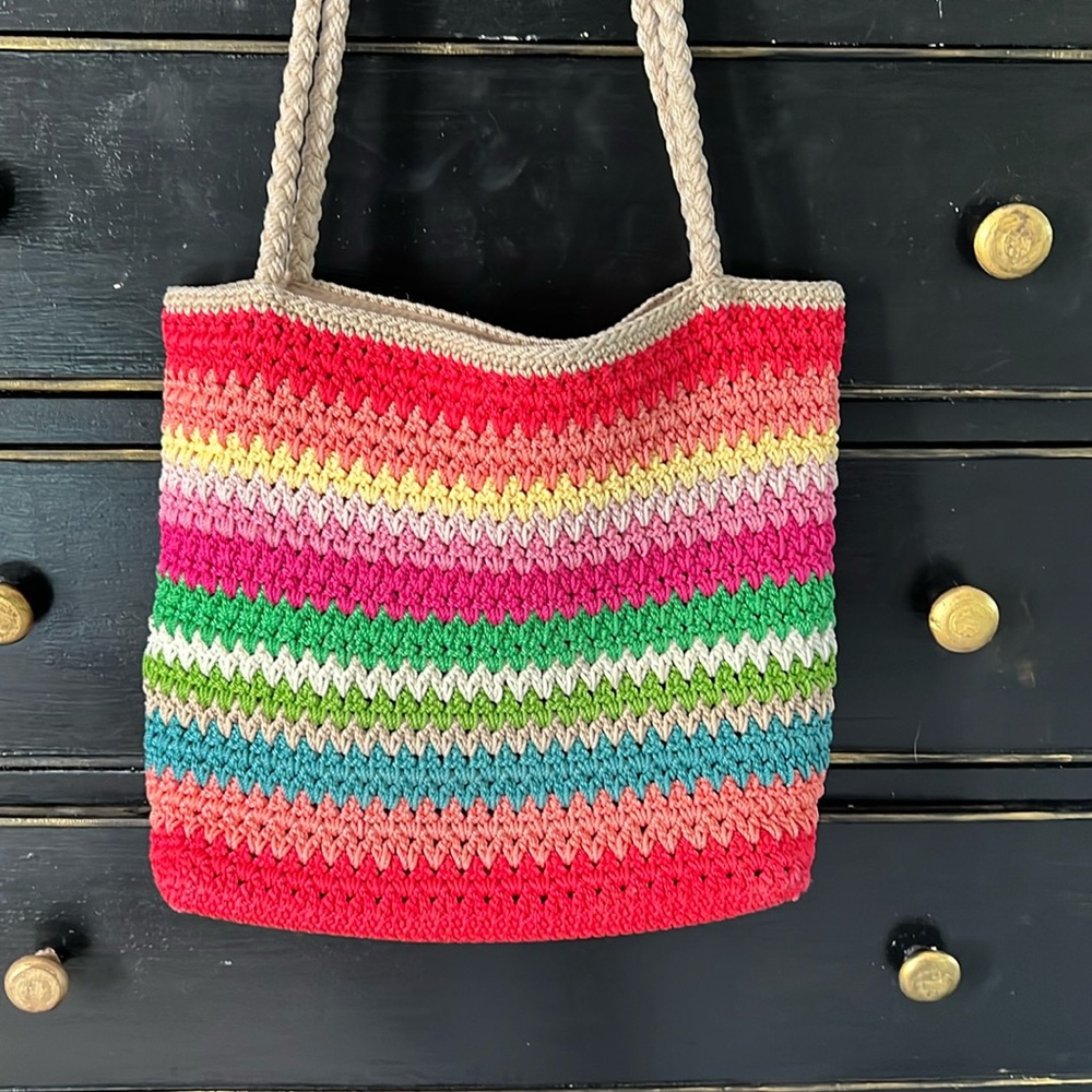 Y2K The Sak Rainbow Stripe Crochet Shoulder Bag multicolor